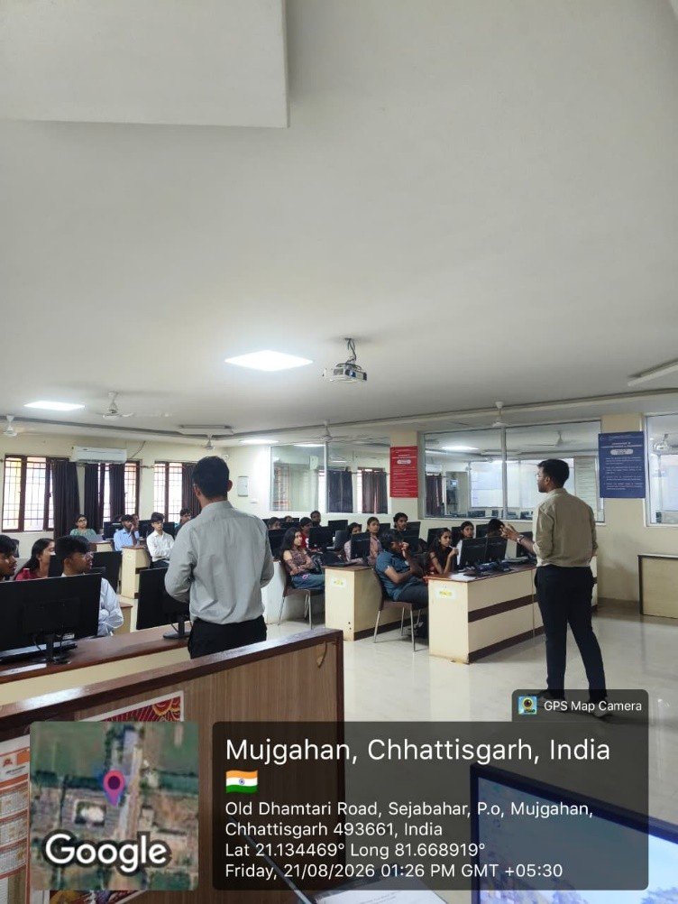 Students attending the hands-on server deployment workshop on AWS EC2, Node.js, React and Nginx at SSIPMT Raipur on August 21, 2026.