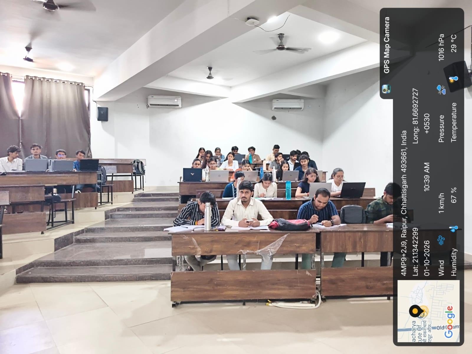 Students participating in the CSI Poster Making Competition at SSIPMT Raipur and exploring digital design templates.